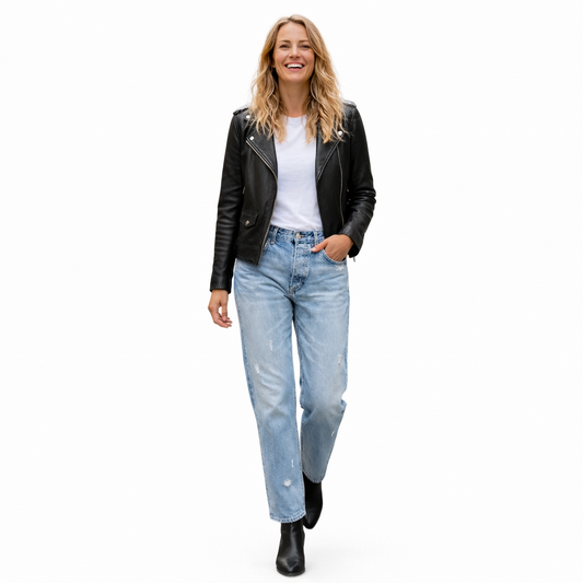 Elisse - Vaqueros rectos y retro cropped para mujer