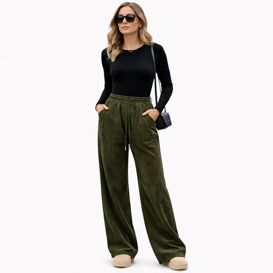 Vila - Pantalones anchos de pana para mujer