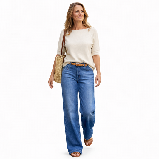 Martina - Vaqueros vintage de cintura alta y pierna ancha para mujer