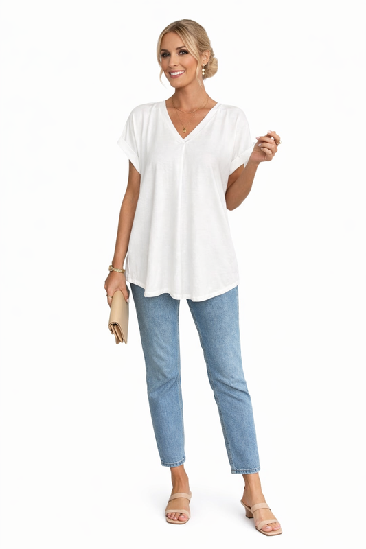 Elizabet - Camiseta de manga corta, lisa y con diseño de patchwork