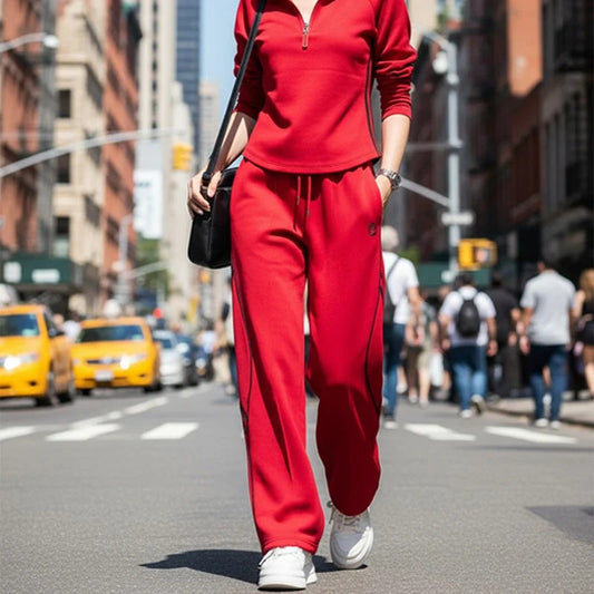 luss - Conjunto deportivo informal de mujer con media cremallera